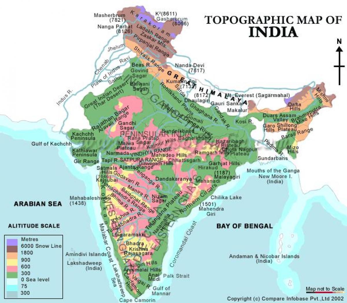 India Elevation Map Altitudine Harta De India Asia De Sud Asia