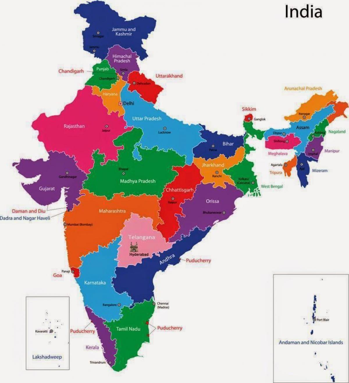 India Hartă Cu Statele 